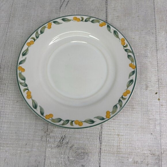 Julie Pople Avon COUNTRY FRUIT COLLECTION Porcelain Lemon Rim Saucers Set of 7 - Picture 8 of 16